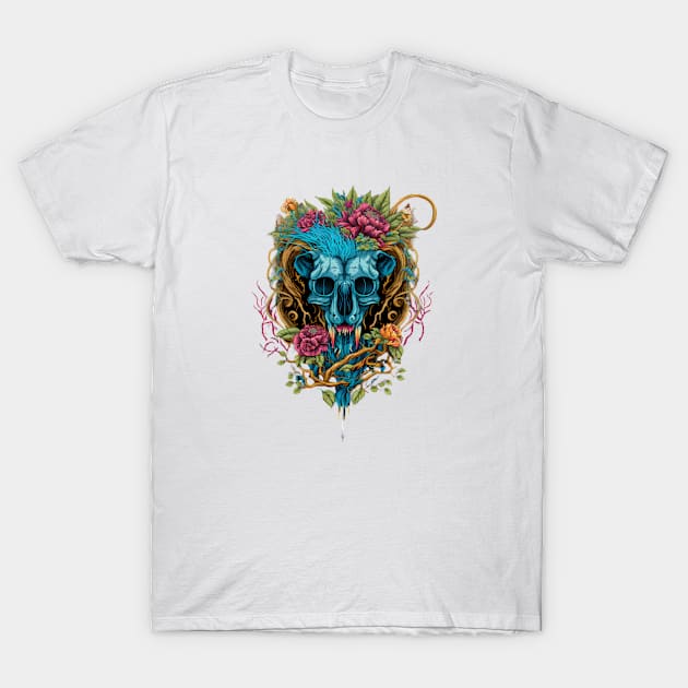 skull and flowers T-Shirt by AnimeMerchNPrints